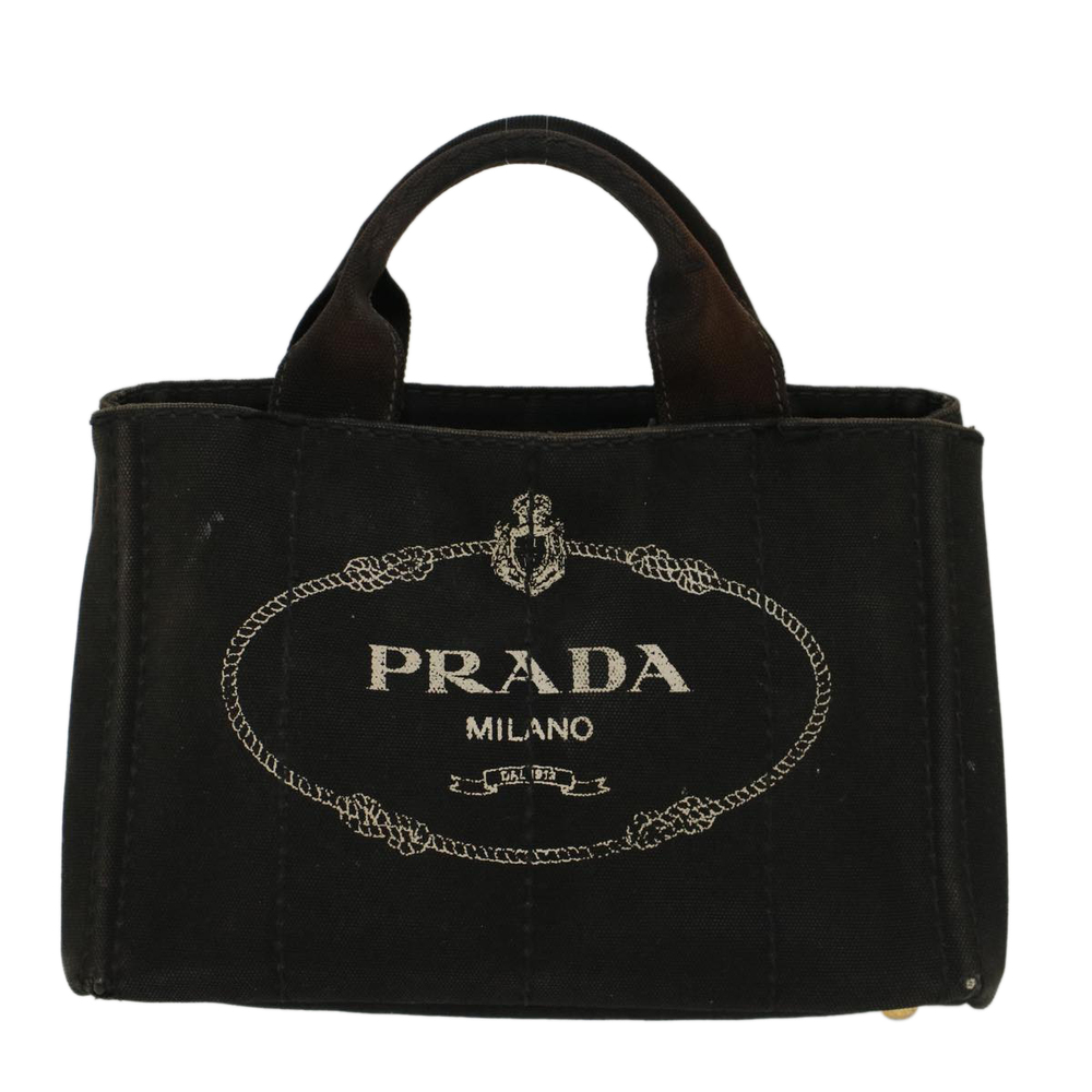 PRADA Canapa PM Hand Bag Canvas Black Auth 48253 - Picture 13 of 16